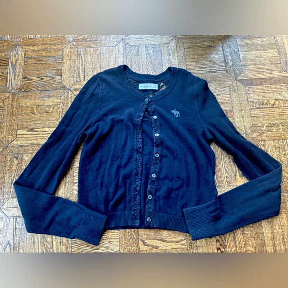 Abercrombie & Fitch Sweaters - Abercrombie navy blue coton cardigan with mesh detailing